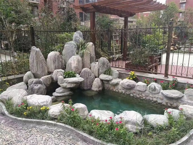 大城庭院假山鱼池制作视频